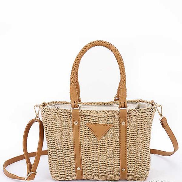 FAUX STRAW TOTE BAG