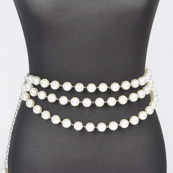 MULTI LAYERED PEARL CHAIN BELT