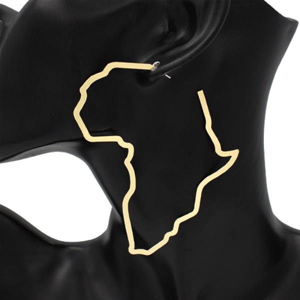 METAL AFRICA MAP OUTLINE HOOP EARRING