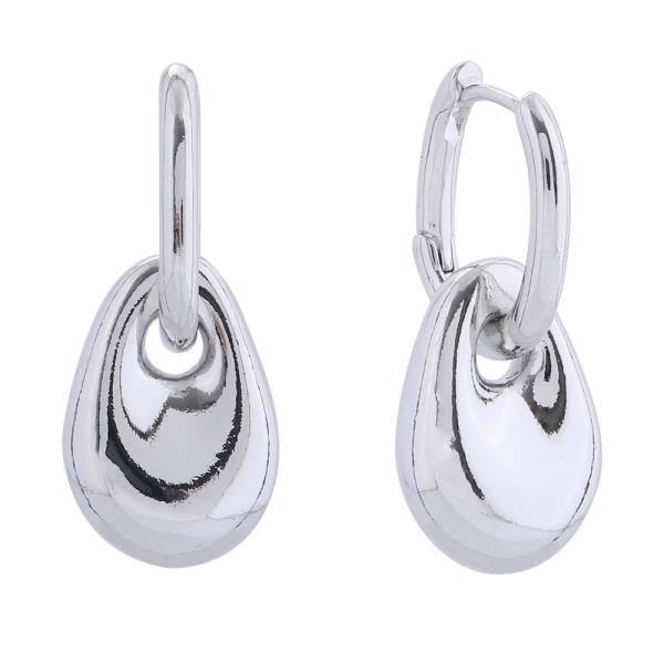 14K GOLD/WHITE GOLD DIPPED ORGANIC DROP HOOP EARRINGS