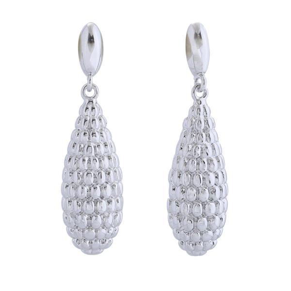 14K GOLD/WHITE GOLD DIPPED TEXTURED DROP EARRINGS