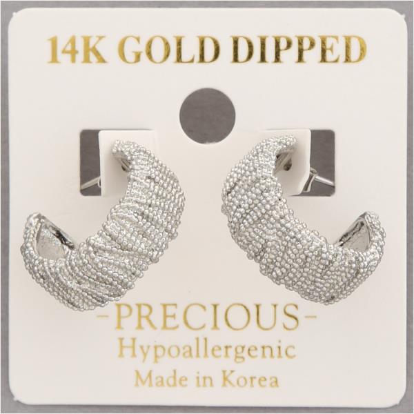 14K GOLD DIPPED TEXTURED OPEN HOOP EARRING