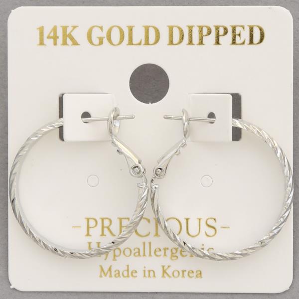14K GOLD DIPPED TEXTURED HOOP EARRING