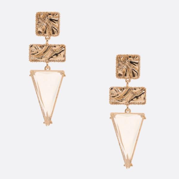 HAMMERED METAL SQUARE RECTANGLE EARRING