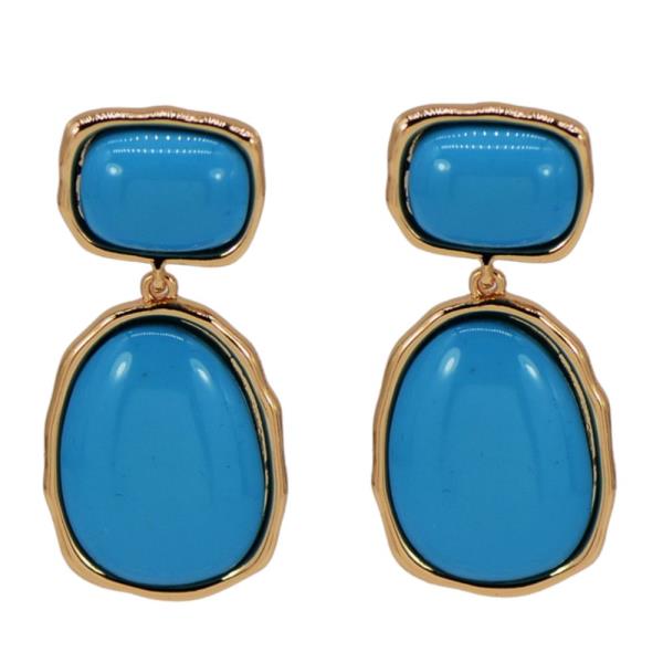 COLOR STONE LINK DANGLE EARRING