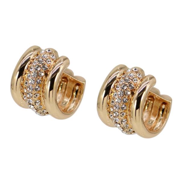 TRIPLE HOOP RHINESTONE CENTER EARRING