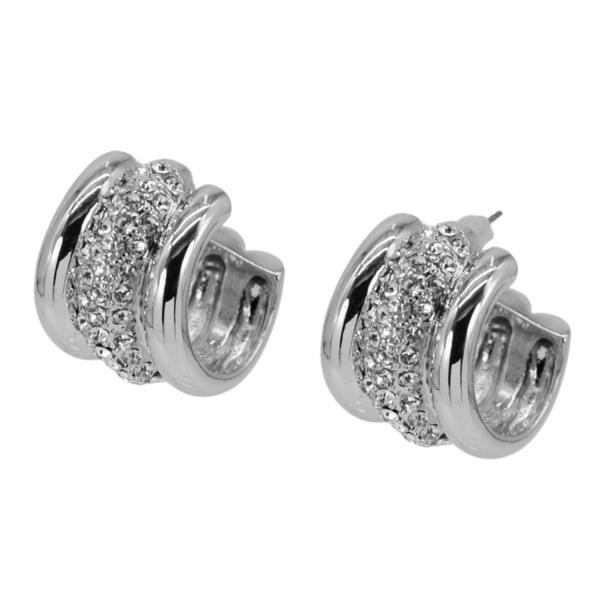 TRIPLE HOOP RHINESTONE CENTER EARRING