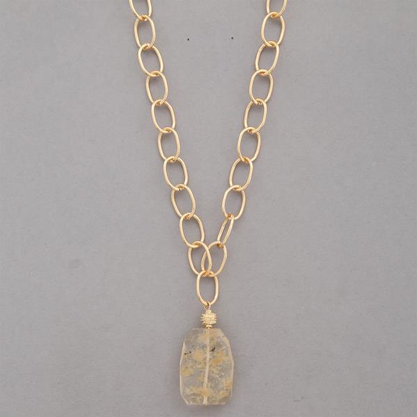 STONE PENDANT OVAL LINK NECKLACE