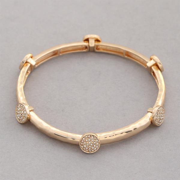 RHINESTONE COIN METAL BAR BRACELET