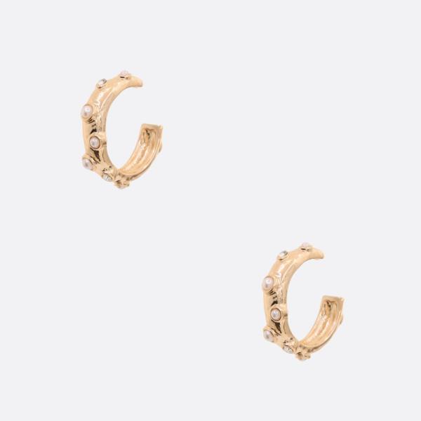 BEADED EDGE OPEN HOOP EARRING