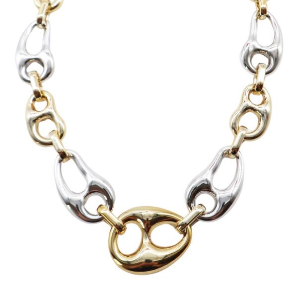 TWO TONE ORGANIC SHAPE LINK METAL NECKLACE