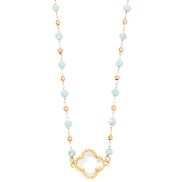CLOVER CHARM BEADED NECKLACE