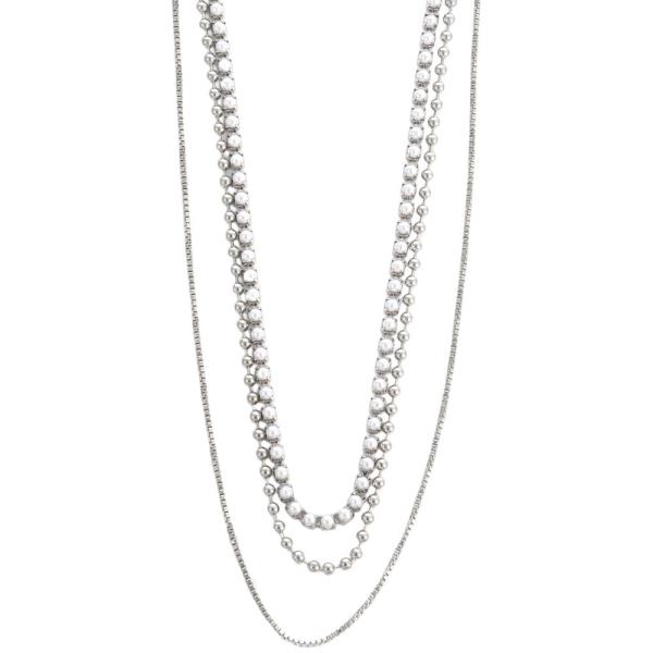 PEARL BALL BEAD LINK LAYERED NECKLACE