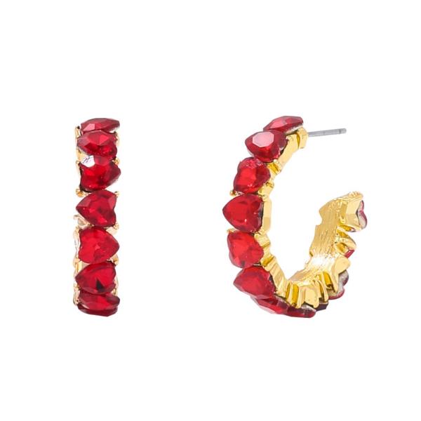 HEART CRYSTAL OPEN HOOP EARRING