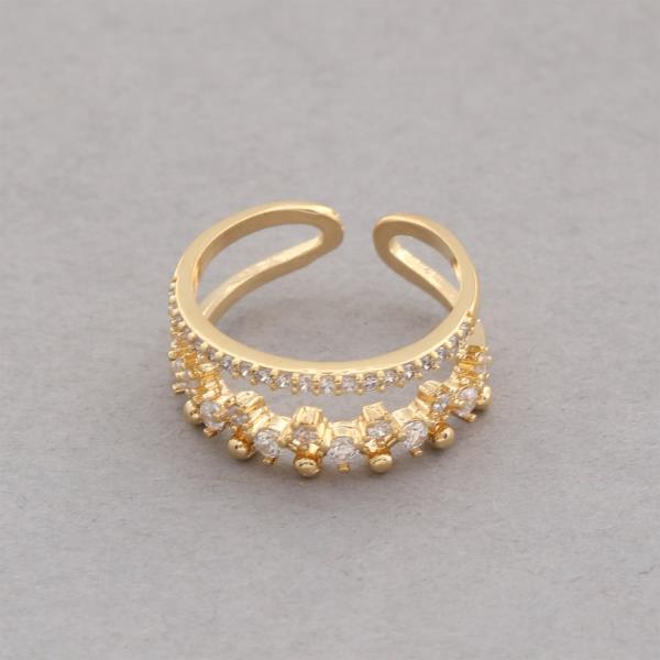 SODAJO CZ GOLD DIPPED ADJUSTABLE GOLD DIPPED RING