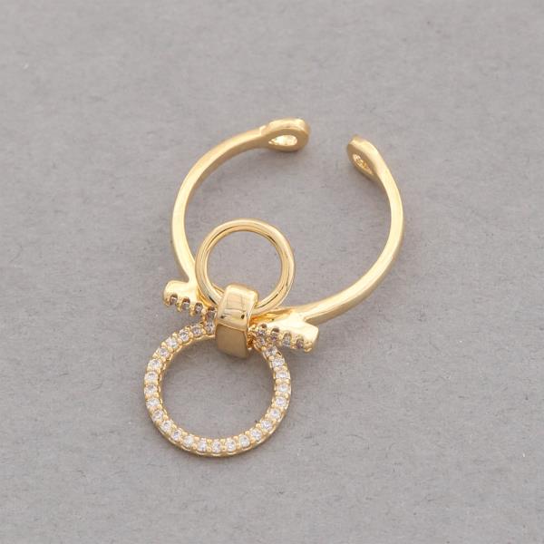 SODAJO DOUBLE CIRCLE CZ GOLD DIPPED ADJUSTABLE RING