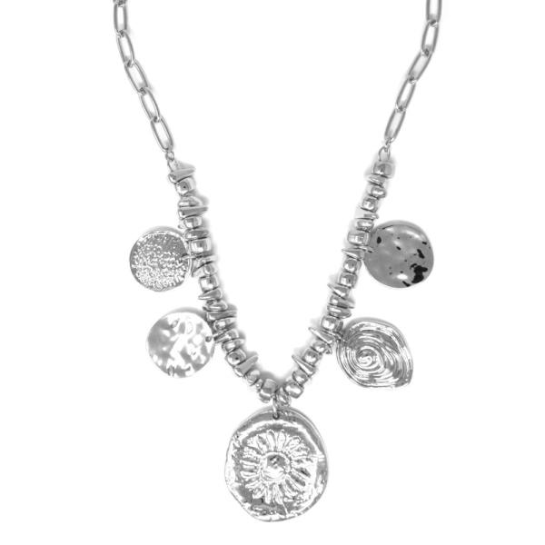 SUNFLOWER SPIRAL ROUND METAL NECKLACE