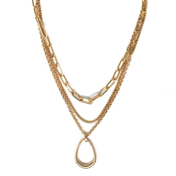 TRIPLE LAYER TEARDROP PENDANT NECKLACE