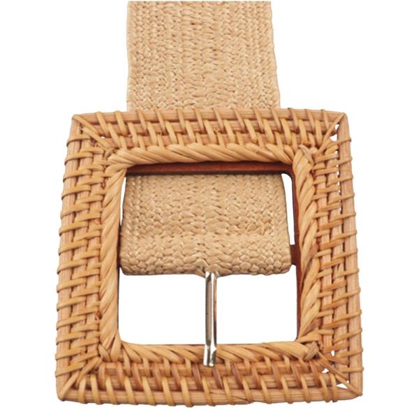STRAW RATTAN SQUARE BUCKLE BELT