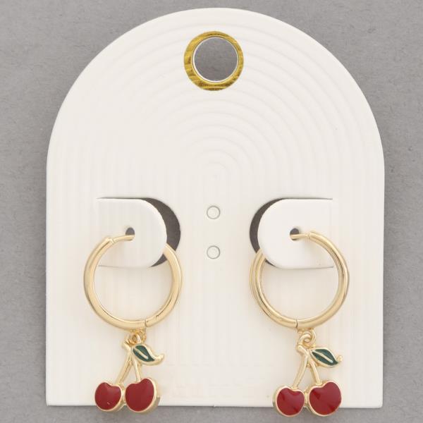 CHERRY CHARM HUGGIE DANGLE EARRING