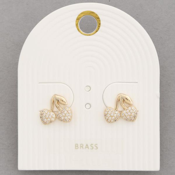 CHERRY META RHINESTONE STUD EARRING