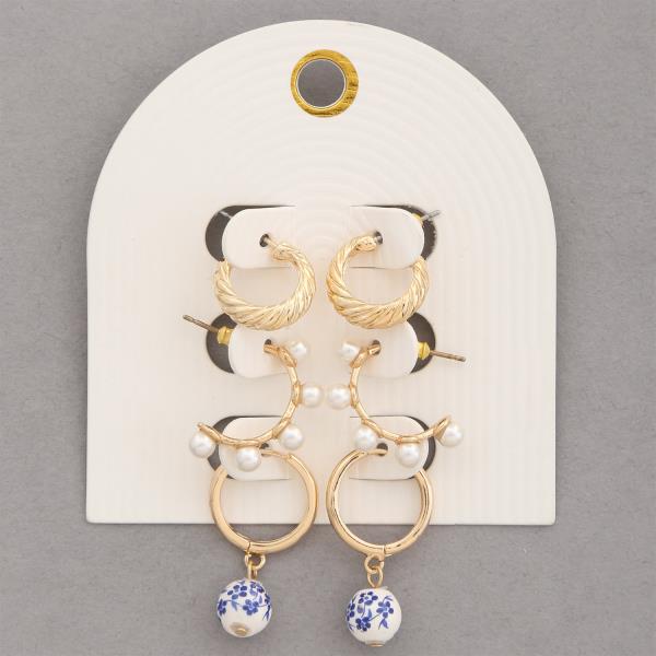 CERAMIC BEAD CERAMIC ASSORTED HOOP EARRING