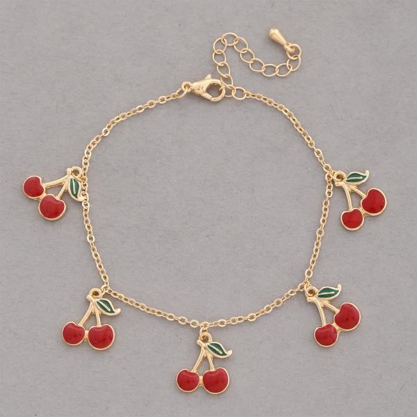 CHERRY CHARM 18K GOLD DIPPED BRACELET