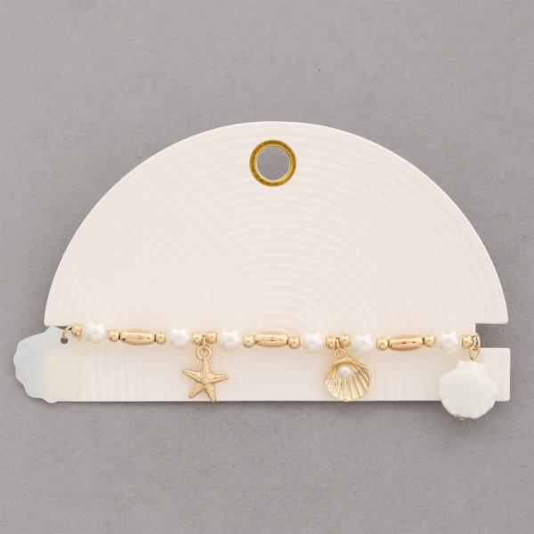 STARISH SEASHELL PEARL BEAD BRACELET