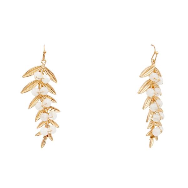 LEAF BEADED DANGLE EARRING