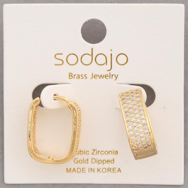 SODAJO CZ OVAL GOLD DIPPED EARRING