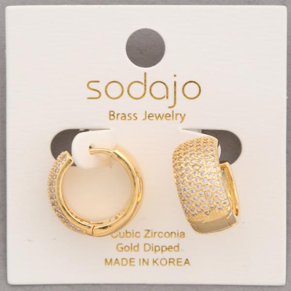 SODAJO CZ GOLD DIPPED HOOP EARRING