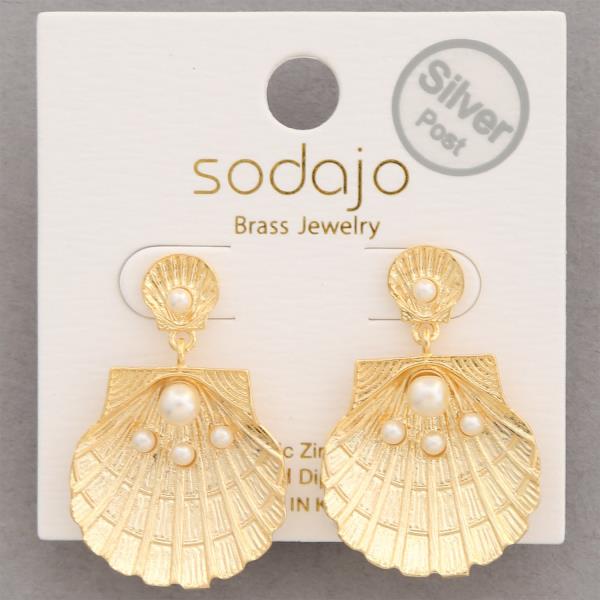 SODAJO SEASHELL GOLD DIPPED SILVER POST EARRING