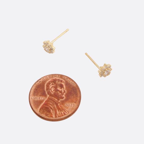 SODAJO DAINTY FLOWER CZ GOLD DIPPED STERLING SILVER POST EARRING