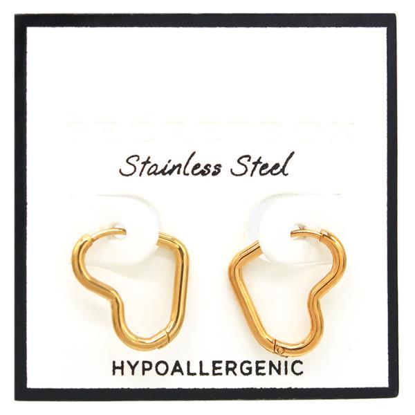 STAINLESS STEEL HYPOALLERGENIC HEART HOOP EARRING