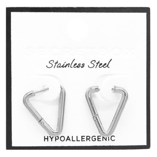 STAINLESS STEEL HYPOALLERGENIC TRIANGLE HOOP EARRING