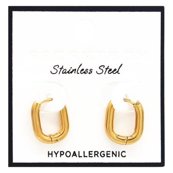 STAINLESS STEEL HYPOALLERGENIC OVAL HOOP EARRING
