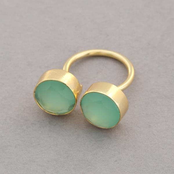 SODAJO CHALCEDONY ADJUSTABLE GOLD DIPPED RING