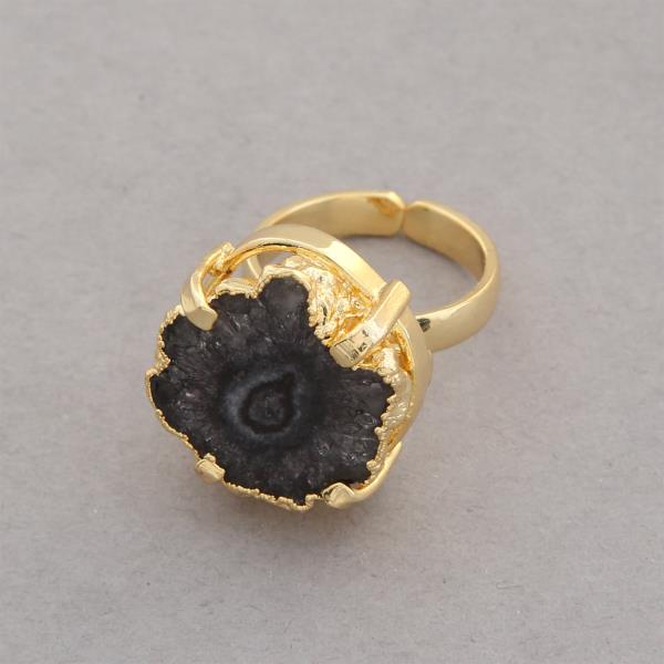 SODAJO SOLAR QUARTZ ADJUSTABLE GOLD DIPPED RING