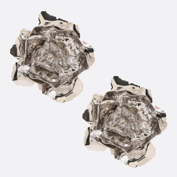 RUFFLE FLOWER METAL EARRNG