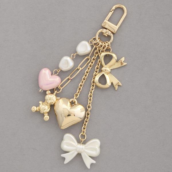 PUFFY HEART TEDDY BEAD BAG CHARM