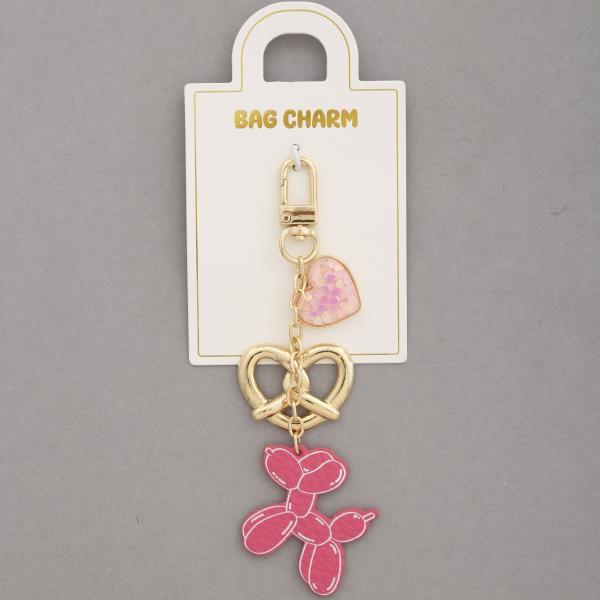 BALLOOM DOG HEART PRETZEL HEART BAG CHARM