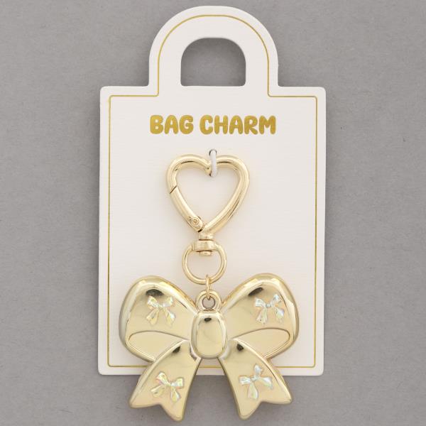 RIBBON BOW METAL BAG CHARM
