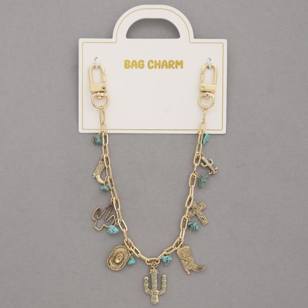 WESTERN STYLE TURQUOISE BEAD BAG CHARM
