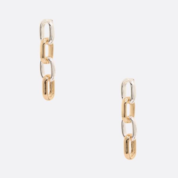 TWO TONE LINK DANGLE EARRING