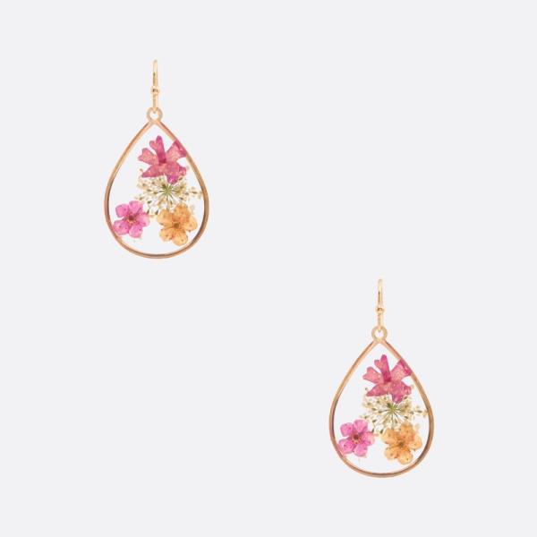 TEARDROP FLOWER DANGLE EARRING