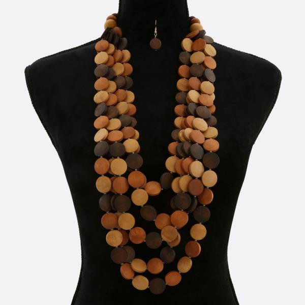 WOOD BEAD LAYERED NECKLACE