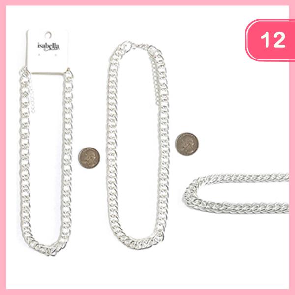 METAL LINK CHAIN NECKLACE (12 UNITS)
