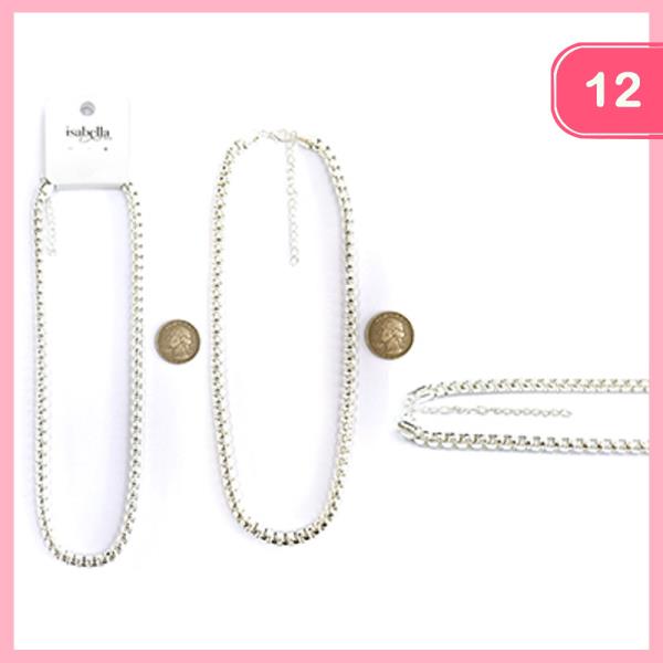 METAL BOX CHAIN NECKLACE (12 UNITS)