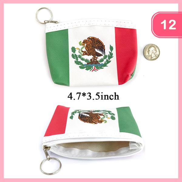 MEXICO FLAG COIN PURSE POUCH BAG (12 UNITS)