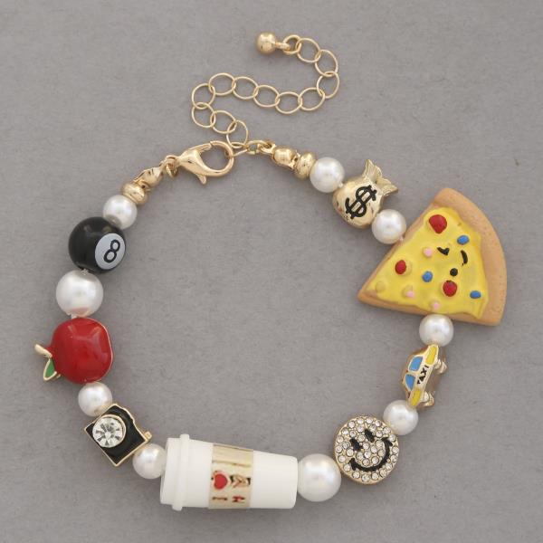 SDJ TEACHER CHARM BEADED BRACELET